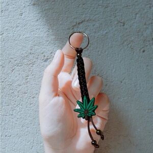 Pot Leaf Charm Keychain